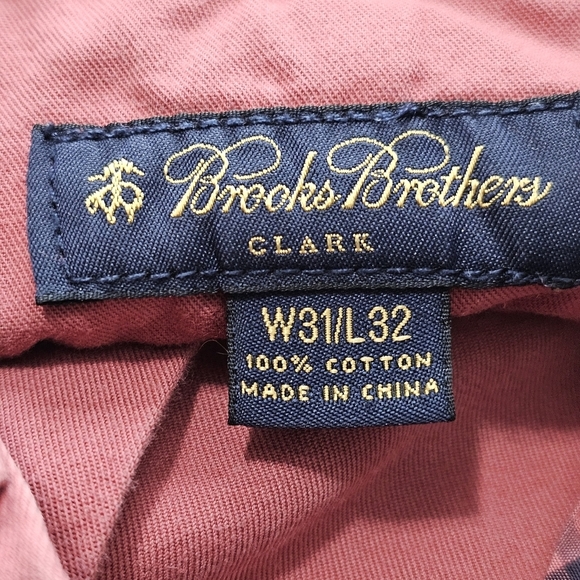 Brooks Brothers Clark Chino Flat Front Mauve Cotton Pants Mens 31x32 - Picture 8 of 9